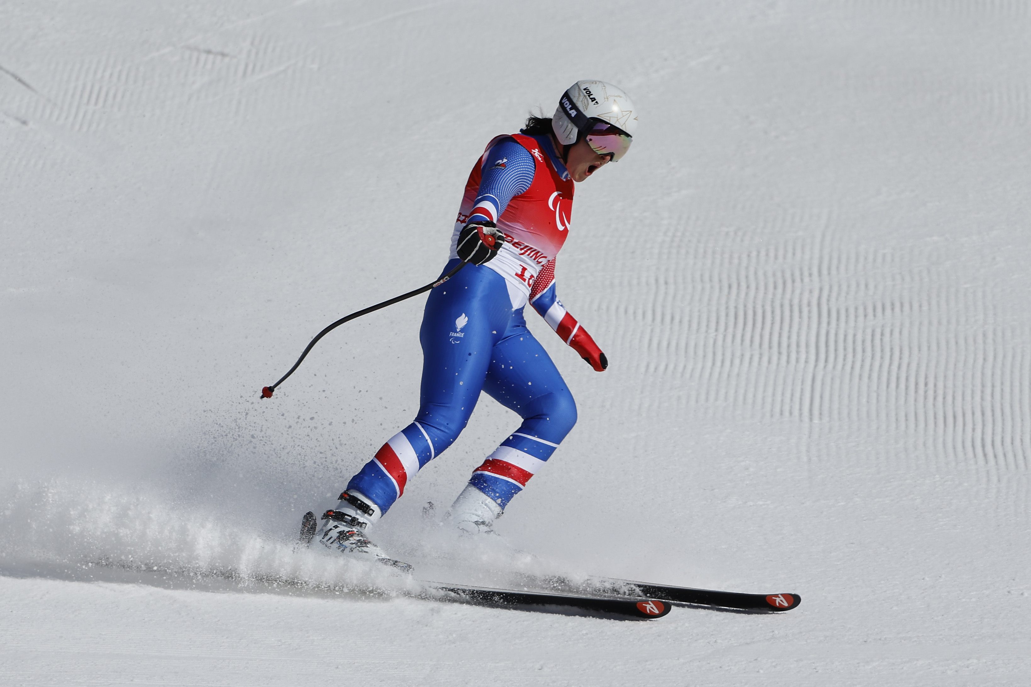 Marie Bochet à l'arrivée du Super G