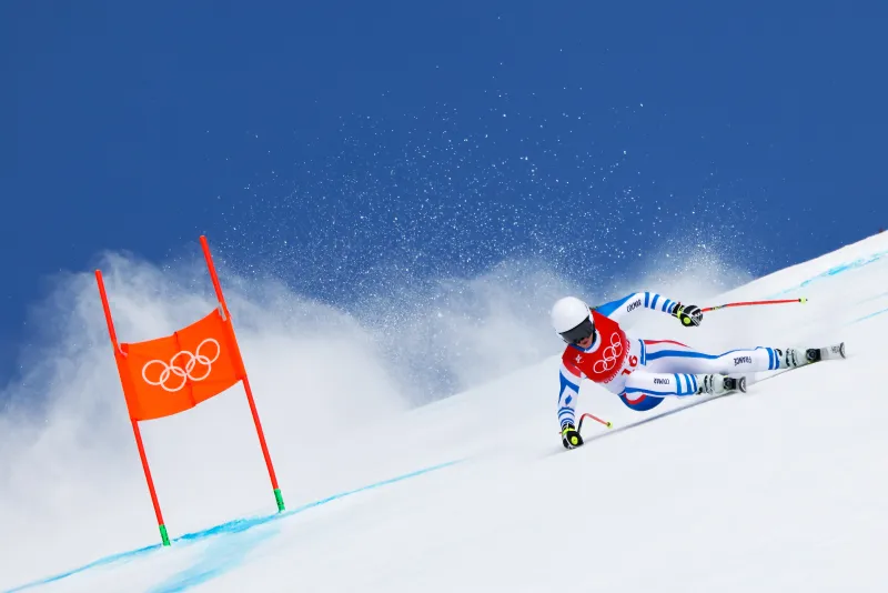Photo de Laura Gauché sur la descente aux Jeux Olympiques de Pékin 2022