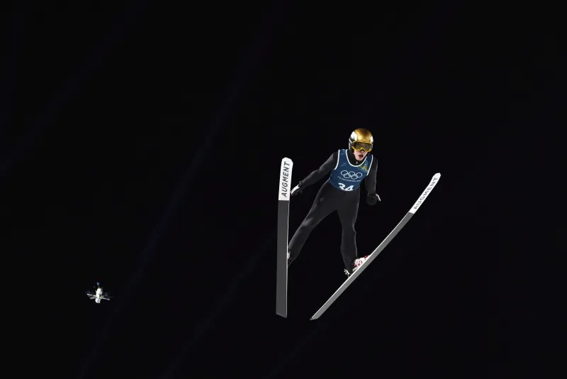 Valentin Foubert à l'entraînement à Predazzo