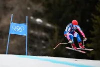 Camille Cerutti lors de l'épreuve du super-G aux Jeux Olympiques de Milan-Cortina 2026