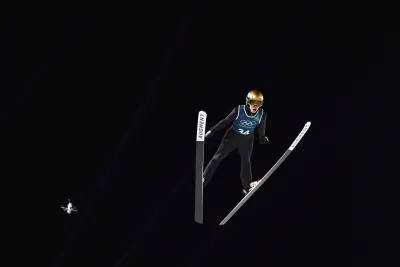 Valentin Foubert à l'entraînement à Predazzo