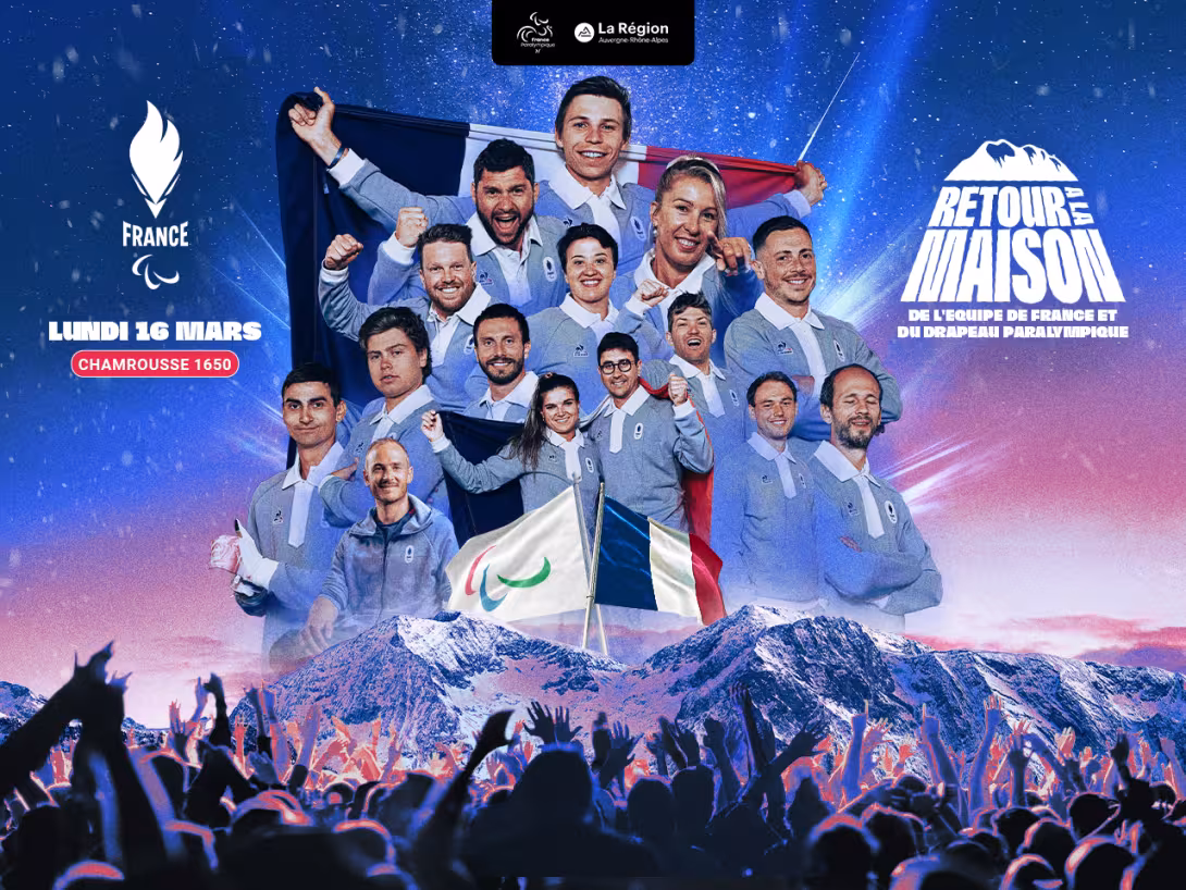 Visuel officielle du retour du drapeau paralympique et de la délégation française